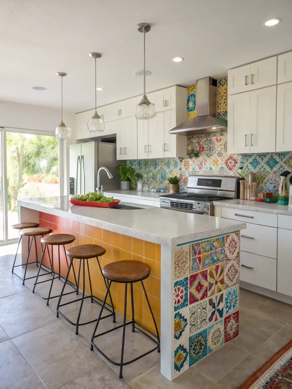 A bright, modern kitchen with white cabinets, stainless steel appliances, and a central island, installed by Maxwell Joinery. The image should highlight the quality of the craftsmanship and the functionality of the design.
